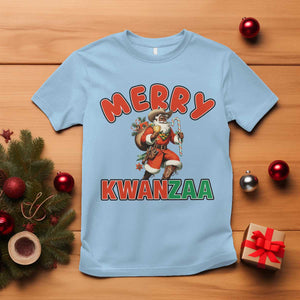 Merry Kwanzaa Cowboy Black Santa T Shirt African American Christmas Gift TS12 Light Blue Print Your Wear
