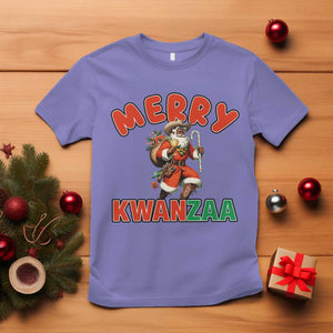 Merry Kwanzaa Cowboy Black Santa T Shirt African American Christmas Gift - Print Your Wear