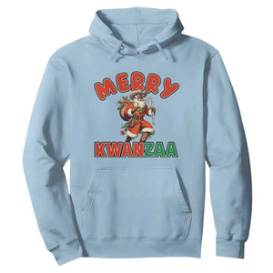 Merry Kwanzaa Cowboy Black Santa Hoodie African American Christmas Gift TS12 Light Blue Print Your Wear