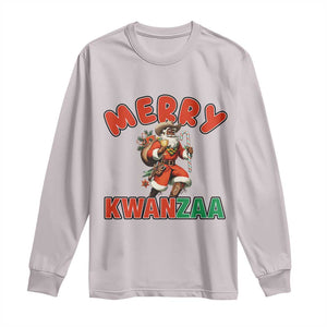 Merry Kwanzaa Cowboy Black Santa Long Sleeve Shirt African American Christmas Gift TS12 Ice Gray Print Your Wear