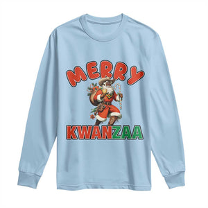 Merry Kwanzaa Cowboy Black Santa Long Sleeve Shirt African American Christmas Gift TS12 Light Blue Print Your Wear