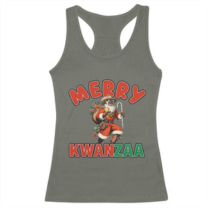 Merry Kwanzaa Cowboy Black Santa Racerback Tank Top African American Christmas Gift TS12 Military Green Print Your Wear