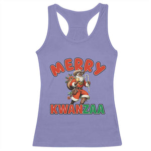 Merry Kwanzaa Cowboy Black Santa Racerback Tank Top African American Christmas Gift TS12 Violet Print Your Wear