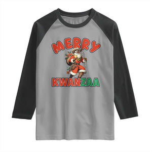 Merry Kwanzaa Cowboy Black Santa Raglan Shirt African American Christmas Gift TS12 Sport Gray Black Print Your Wear