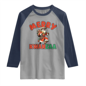 Merry Kwanzaa Cowboy Black Santa Raglan Shirt African American Christmas Gift TS12 Sport Gray Navy Print Your Wear