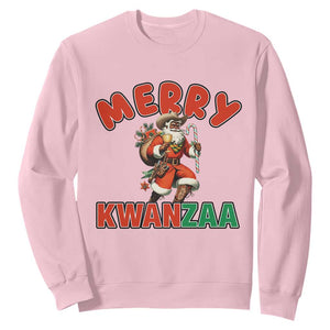 Merry Kwanzaa Cowboy Black Santa Sweatshirt African American Christmas Gift TS12 Light Pink Print Your Wear