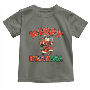 Merry Kwanzaa Cowboy Black Santa Toddler T Shirt African American Christmas Gift TS12 Military Green Print Your Wear