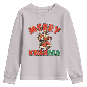 Merry Kwanzaa Cowboy Black Santa Youth Sweatshirt African American Christmas Gift TS12 Ice Gray Print Your Wear