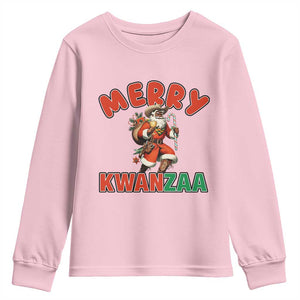 Merry Kwanzaa Cowboy Black Santa Youth Sweatshirt African American Christmas Gift TS12 Light Pink Print Your Wear