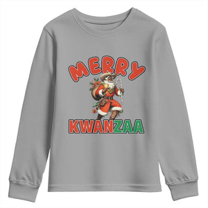 Merry Kwanzaa Cowboy Black Santa Youth Sweatshirt African American Christmas Gift TS12 Sport Gray Print Your Wear
