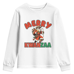 Merry Kwanzaa Cowboy Black Santa Youth Sweatshirt African American Christmas Gift TS12 White Print Your Wear