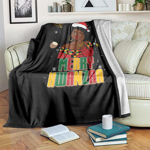 Merry Kwanzaa African American Girl Santa Hat Throw Blanket Christmas Gift TS12 Print Your Wear