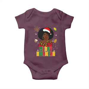 Merry Kwanzaa African American Girl Santa Hat Baby Onesie Christmas Gift TS12 Maroon Print Your Wear