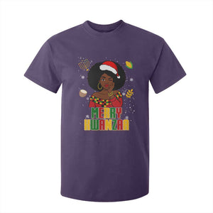 Merry Kwanzaa African American Girl Santa Hat T Shirt For Kid Christmas Gift TS12 Purple Print Your Wear