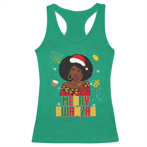 Merry Kwanzaa African American Girl Santa Hat Racerback Tank Top Christmas Gift TS12 Irish Green Print Your Wear