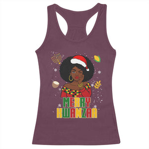 Merry Kwanzaa African American Girl Santa Hat Racerback Tank Top Christmas Gift TS12 Maroon Print Your Wear
