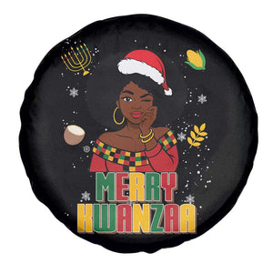 Merry Kwanzaa African American Girl Santa Hat Spare Tire Cover Christmas Gift TS12 Print Your Wear