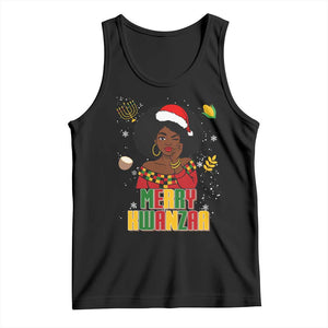 Merry Kwanzaa African American Girl Santa Hat Tank Top Christmas Gift TS12 Black Print Your Wear
