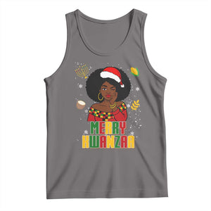 Merry Kwanzaa African American Girl Santa Hat Tank Top Christmas Gift TS12 Deep Heather Print Your Wear