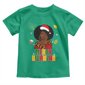 Merry Kwanzaa African American Girl Santa Hat Toddler T Shirt Christmas Gift TS12 Irish Green Print Your Wear