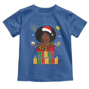 Merry Kwanzaa African American Girl Santa Hat Toddler T Shirt Christmas Gift TS12 Royal Blue Print Your Wear