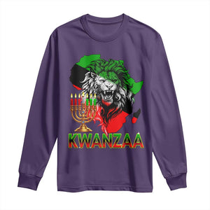 King Lion Of Africa Kwanzaa Map Long Sleeve Shirt Heritage Pride Gift TS12 Purple Print Your Wear