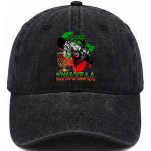 King Lion Of Africa Kwanzaa Map Washed Cotton Baseball Cap Heritage Pride Gift TS12 Print Your Wear