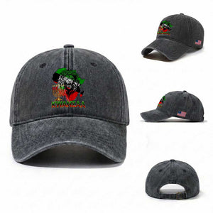 King Lion Of Africa Kwanzaa Map Washed Cotton Baseball Cap Heritage Pride Gift TS12 Washed Cap Universal Fit Dark Gray Print Your Wear