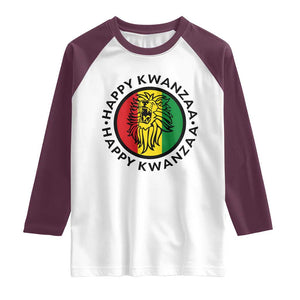 Happy Kwanzaa King Lion Of Africa Heritage Gift Raglan Shirt TS12 White Maroon Print Your Wear