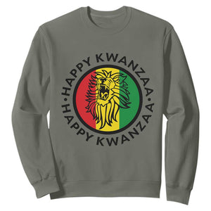 Happy Kwanzaa King Lion Of Africa Heritage Gift Sweatshirt TS12 Military Green Print Your Wear