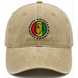Happy Kwanzaa King Lion Of Africa Heritage Gift Washed Cotton Baseball Cap TS12 Print Your Wear