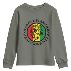 Happy Kwanzaa King Lion Of Africa Heritage Gift Youth Sweatshirt TS12 Military Green Print Your Wear