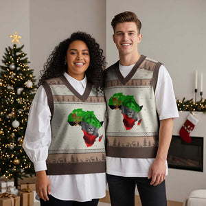 Happy Kwanzaa Lion V-Neck Knit Sweater Vest African Heritage Pride Gift For Men TS12 Mocha Mousse Print Your Wear