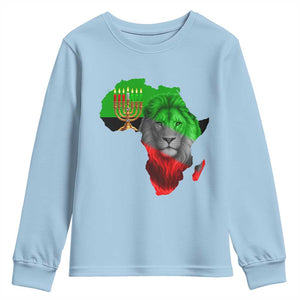Happy Kwanzaa Lion Youth Sweatshirt African Heritage Pride Gift For Men TS12 Light Blue Print Your Wear