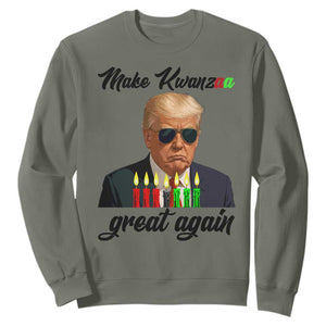 Make Kwanzaa Great Again Sweatshirt Funny Trump Parody Gift TS12 Military Green Print Your Wear