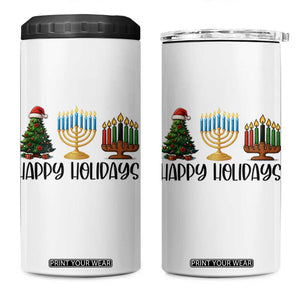 Christmas Hanukkah Kwanzaa Celebration Gift 4 in 1 Can Cooler Tumbler Happy Holidays TS12 One Size: 16 oz White Print Your Wear