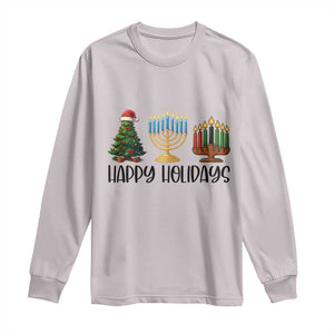 Christmas Hanukkah Kwanzaa Celebration Gift Long Sleeve Shirt Happy Holidays TS12 Ice Gray Print Your Wear