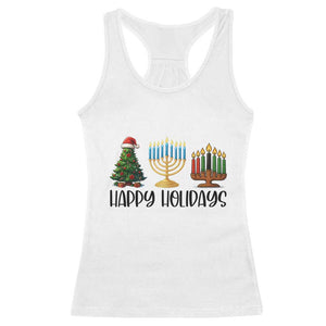 Christmas Hanukkah Kwanzaa Celebration Gift Racerback Tank Top Happy Holidays TS12 White Print Your Wear