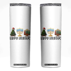 Christmas Hanukkah Kwanzaa Celebration Gift Skinny Tumbler Happy Holidays TS12 White Print Your Wear
