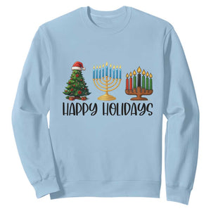 Christmas Hanukkah Kwanzaa Celebration Gift Sweatshirt Happy Holidays TS12 Light Blue Print Your Wear