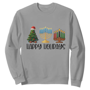 Christmas Hanukkah Kwanzaa Celebration Gift Sweatshirt Happy Holidays TS12 Sport Gray Print Your Wear