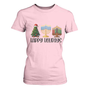 Christmas Hanukkah Kwanzaa Celebration Gift T Shirt For Women Happy Holidays TS12 Light Pink Print Your Wear