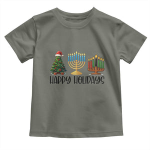 Christmas Hanukkah Kwanzaa Celebration Gift Toddler T Shirt Happy Holidays TS12 Military Green Print Your Wear
