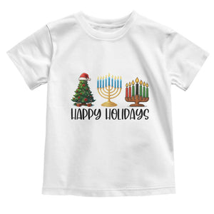 Christmas Hanukkah Kwanzaa Celebration Gift Toddler T Shirt Happy Holidays TS12 White Print Your Wear