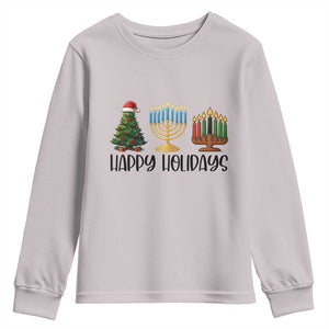 Christmas Hanukkah Kwanzaa Celebration Gift Youth Sweatshirt Happy Holidays TS12 Ice Gray Print Your Wear