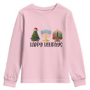 Christmas Hanukkah Kwanzaa Celebration Gift Youth Sweatshirt Happy Holidays TS12 Light Pink Print Your Wear