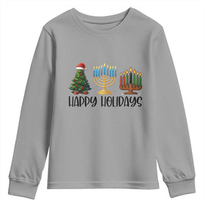 Christmas Hanukkah Kwanzaa Celebration Gift Youth Sweatshirt Happy Holidays TS12 Sport Gray Print Your Wear