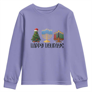 Christmas Hanukkah Kwanzaa Celebration Gift Youth Sweatshirt Happy Holidays TS12 Violet Print Your Wear