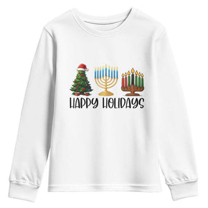 Christmas Hanukkah Kwanzaa Celebration Gift Youth Sweatshirt Happy Holidays TS12 White Print Your Wear