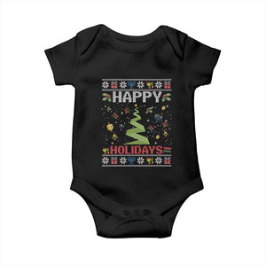 Happy Holidays For All Christmas Hanukkah Kwanzaa Gift Baby Onesie TS12 Black Print Your Wear